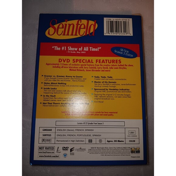 Seinfeld - Season 3 (DVD, 2004, 4-Disc Set) - Picture 3 of 8